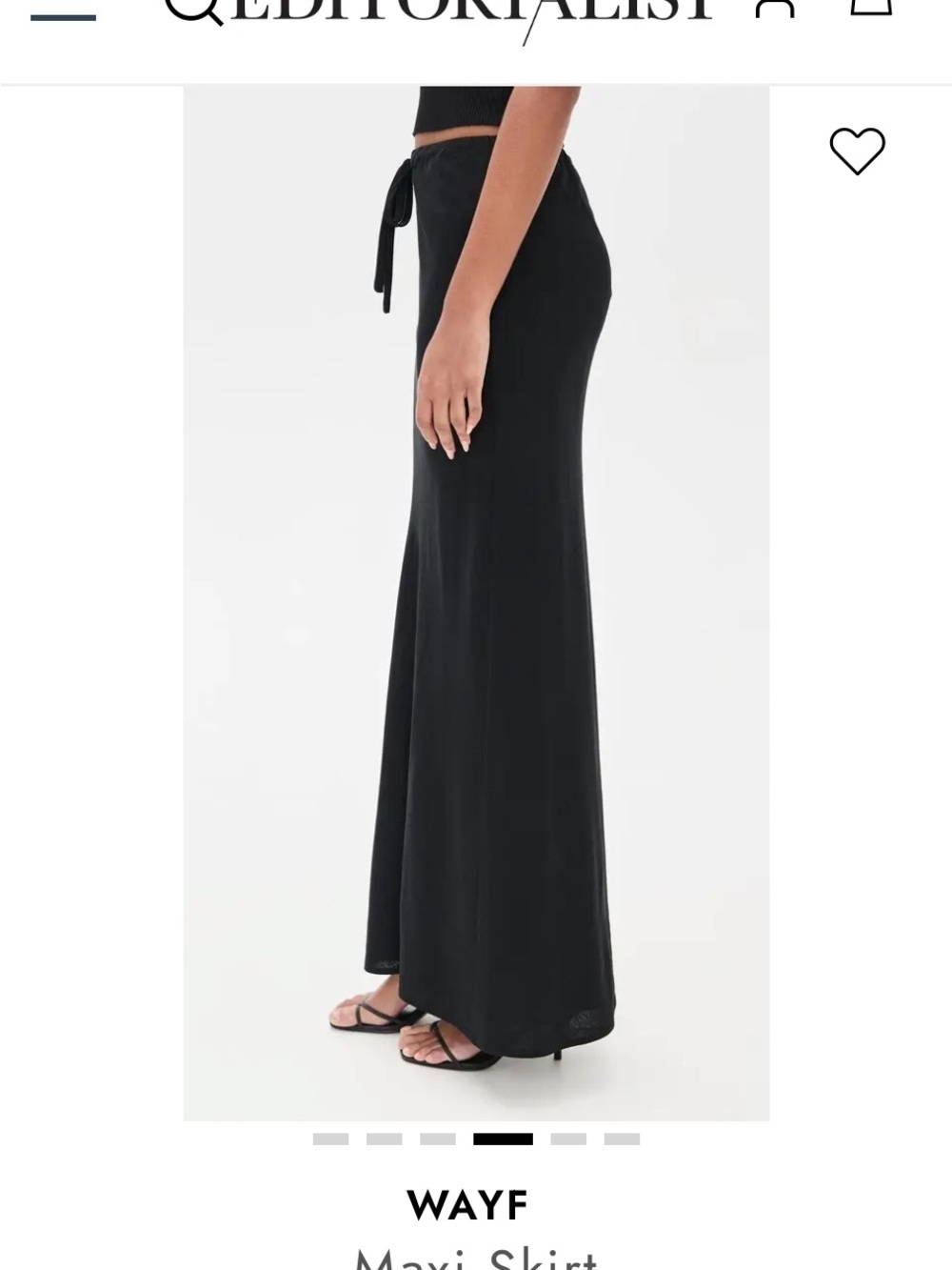 WAYF Black Linen Maxi Skirt: minimalist - Picture 4 of 8